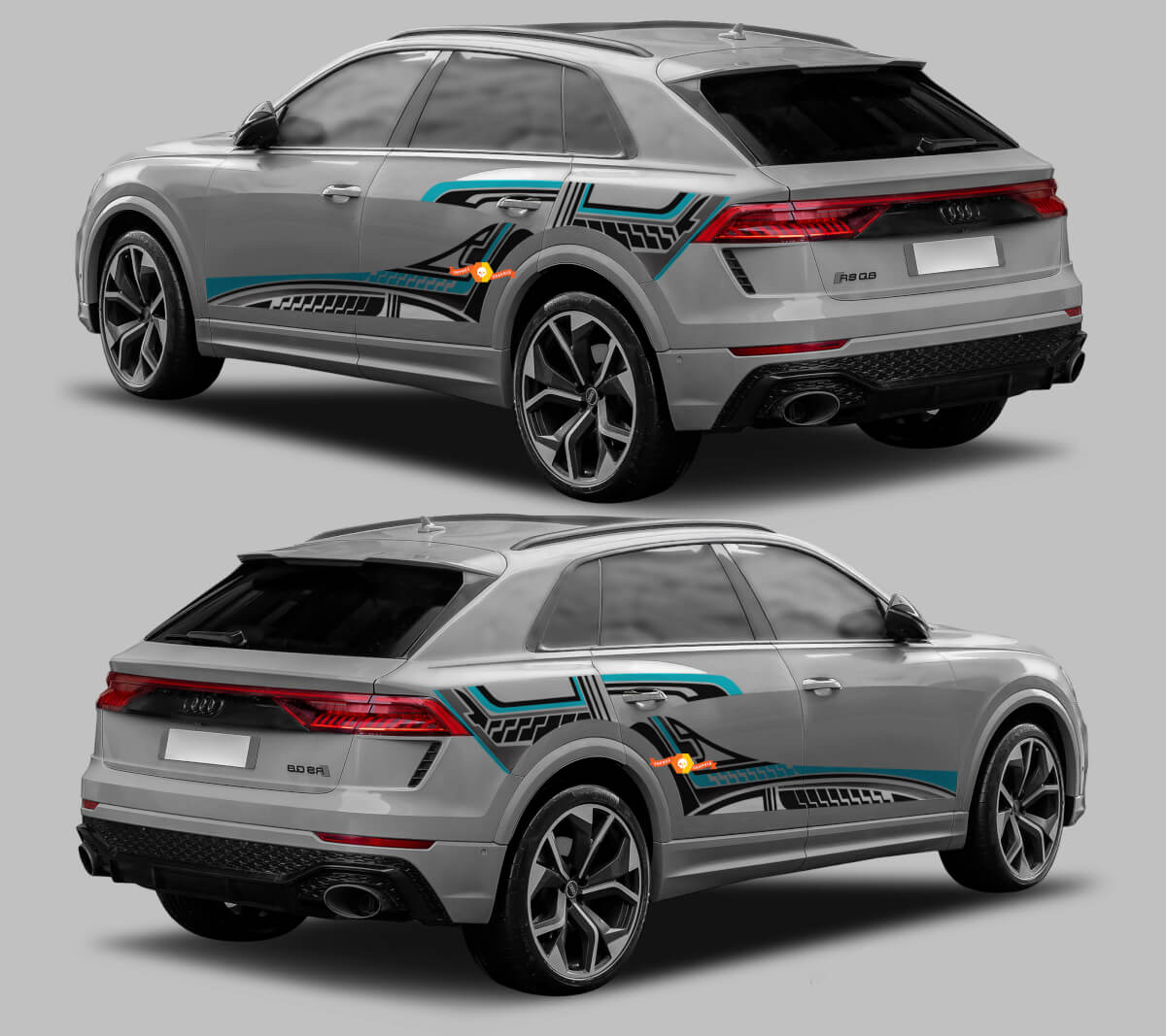 Abstract Graphic Style Side Stripes Vinyl Decal Kit for Audi RS Q8