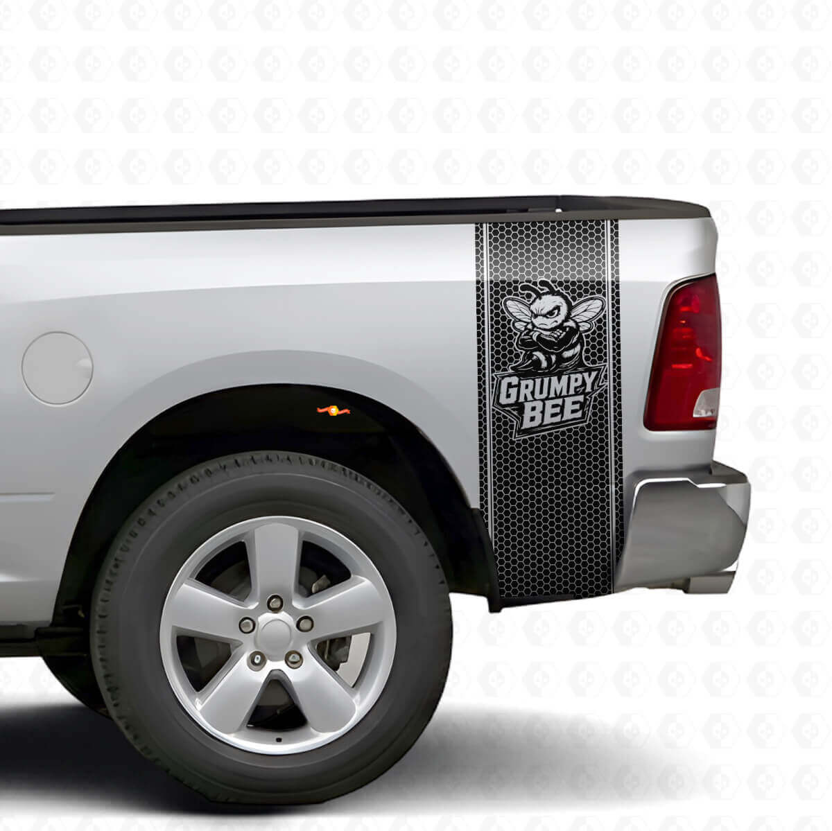 Grumpy Bee Honeycomb Style Bedside Stripes Vinyl Decal Kit for Dodge Ram Truck