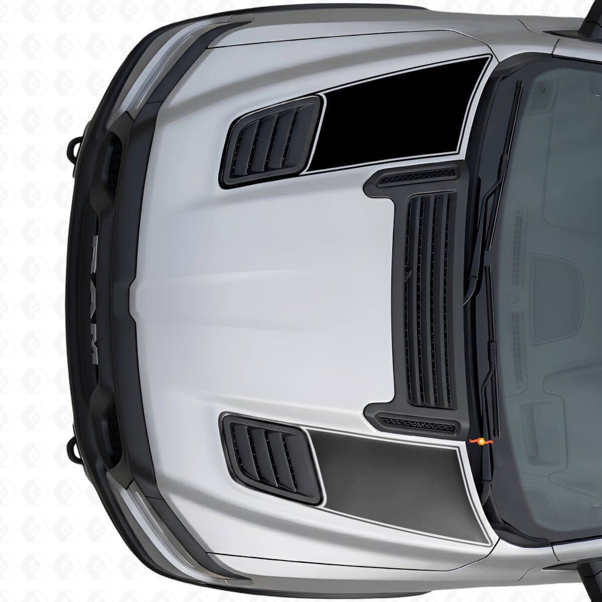 Dual Outline Hood Vent Stripes Vinyl Decals Set for Dodge Ram Sport 2019+