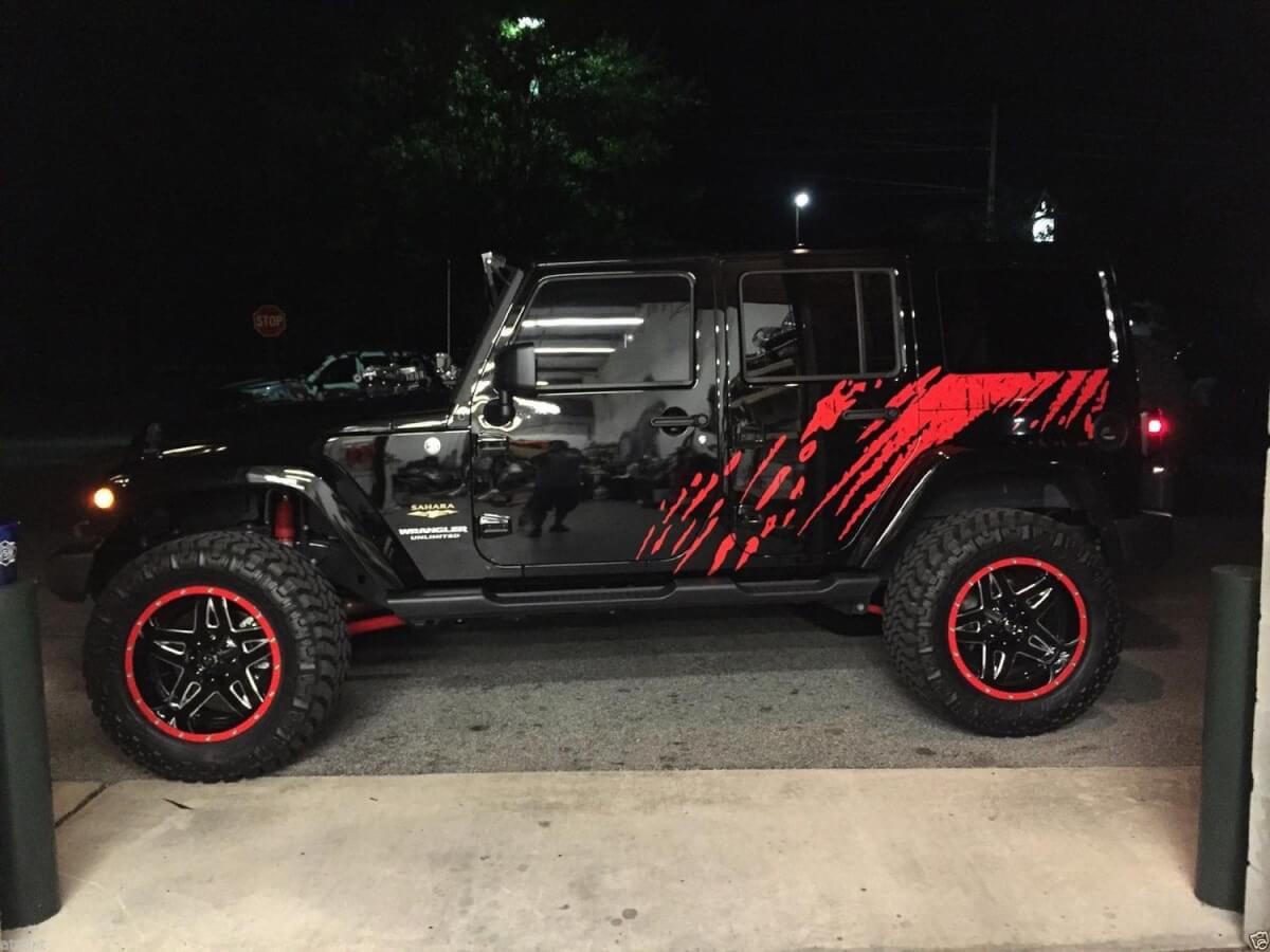 Mud Splash Side Graphics Vinyl Decal Kit for Jeep Wrangler Unlimited 2007-18