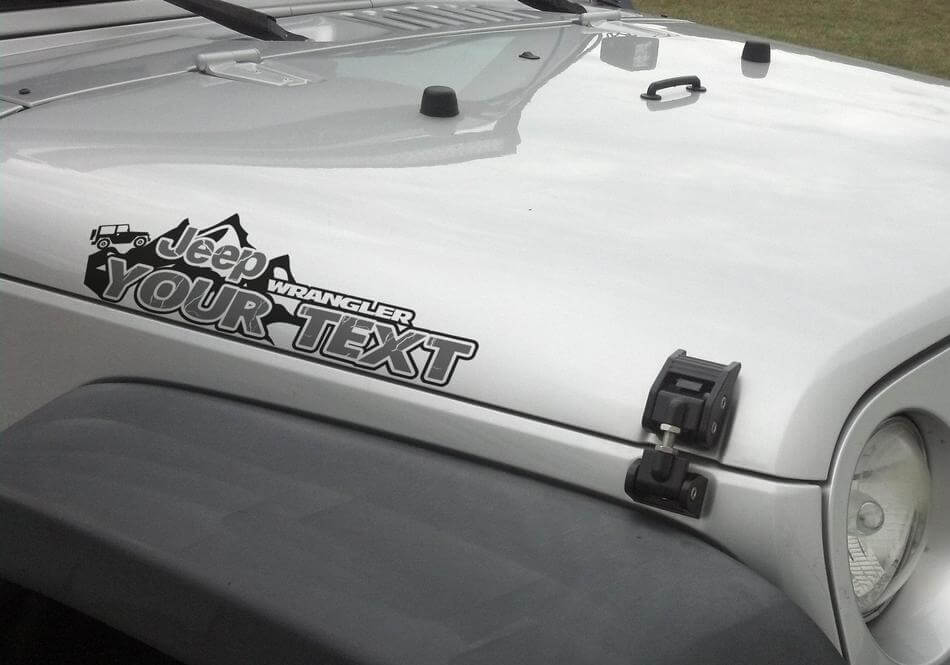 Pair 2x JEEP wrangler edition YOUR TEXT MOUNTAINS LOGO vinyl decals stickers
