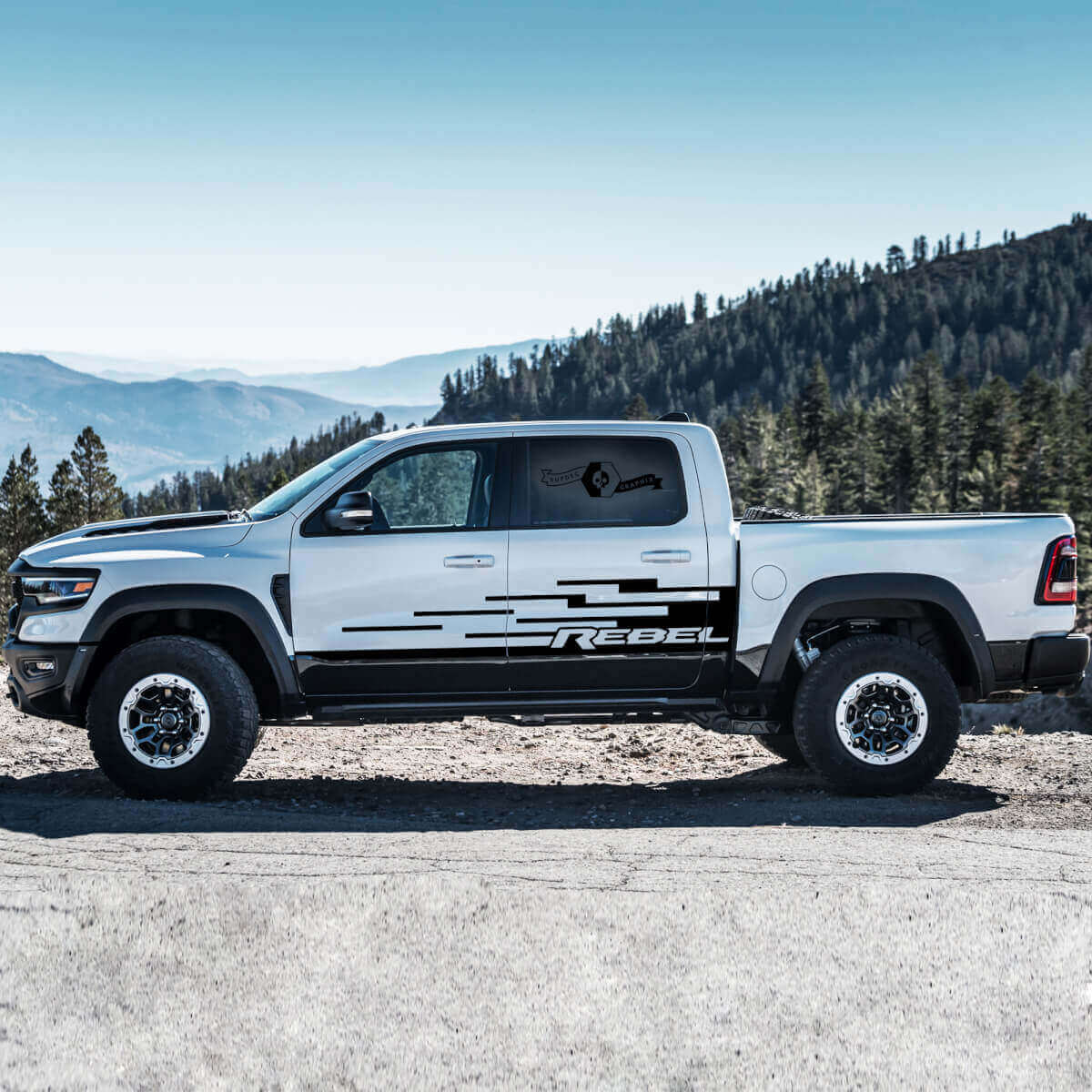 Ladder Style Side Stripes Vinyl Decal Kit for Dodge Ram Rebel TRX 2021+