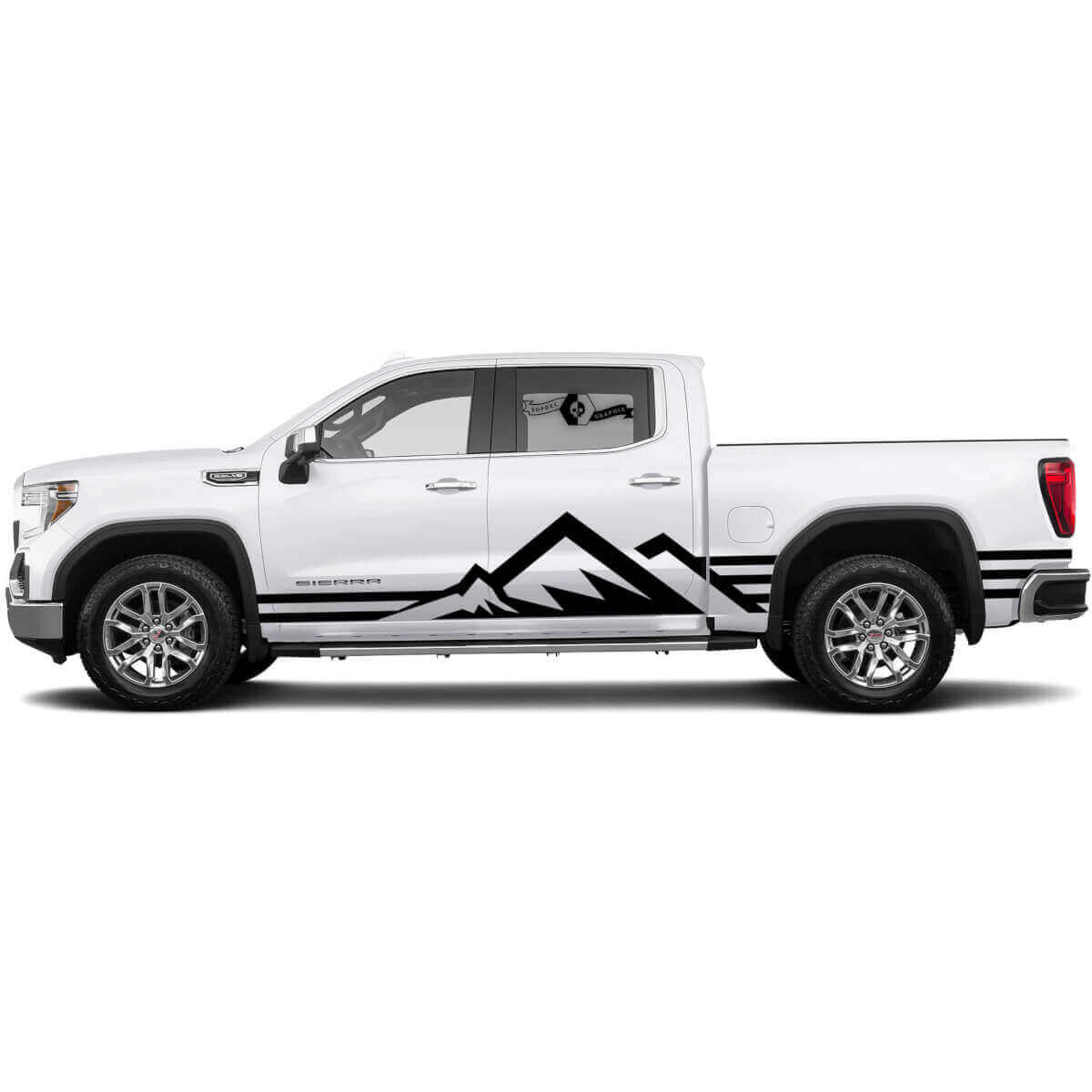 Mountain Range Style Side Stripes Vinyl Decal Kit for GMC Sierra