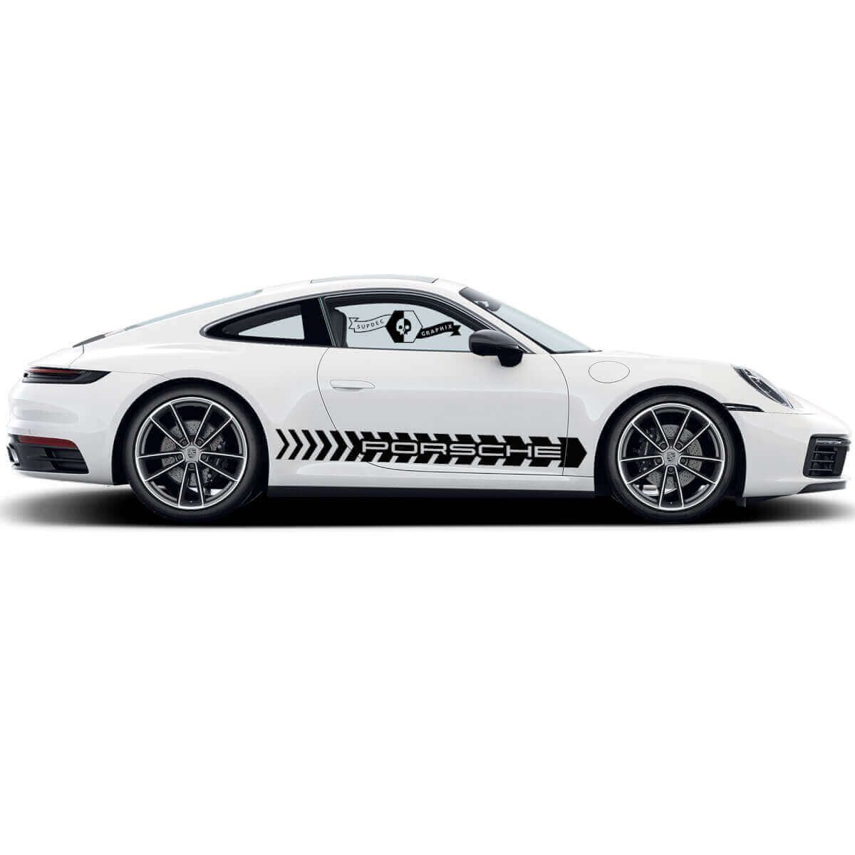 Porsche Lettering Side Stripes Vinyl Decal Kit for Porsche Carrera 911 