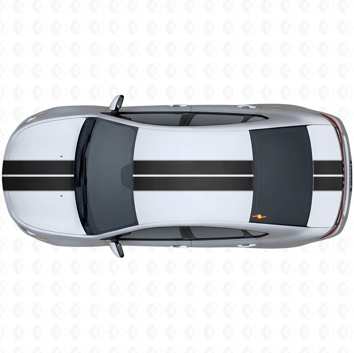 Twin Outline Stripes Front Upper Rear Vinyl Decal Kit for Dodge Dart 2013+