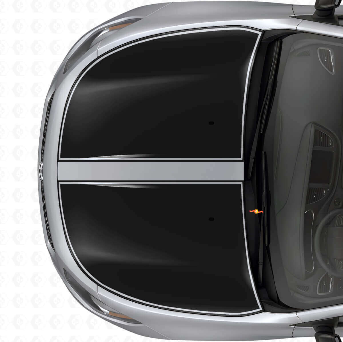 Dual Blackout Outline Hood Stripes Vinyl Decal Set for Dodge Dart 2013+
