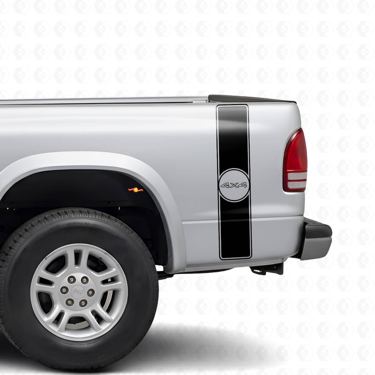 4x4 Retro Style Rear Side Stripes Vinyl Decal Kit for Dodge Dakota 1997+
