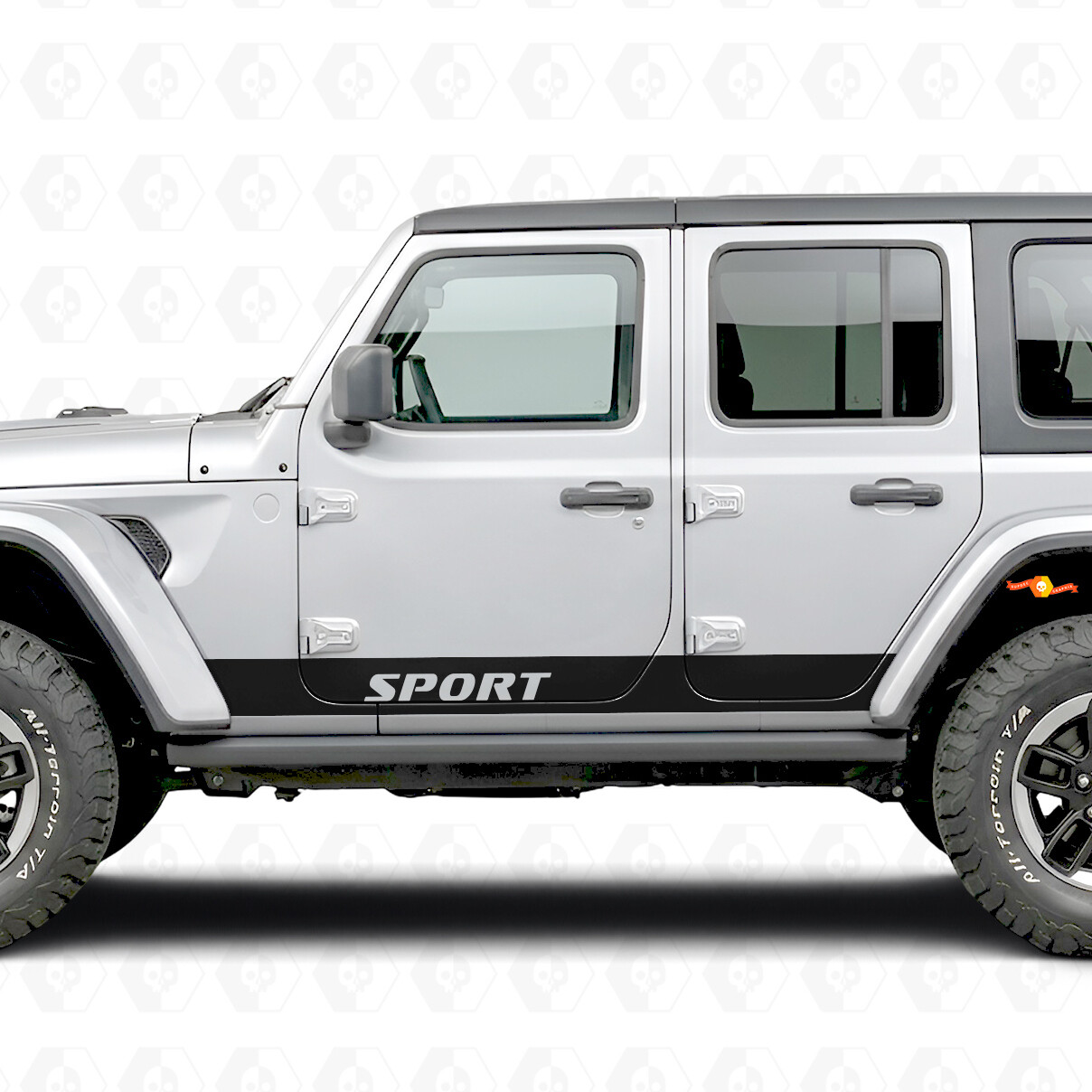 Sport Lettering Straight Stripes Side Vinyl Decal Sticker for Jeep Wrangler 2018-2027