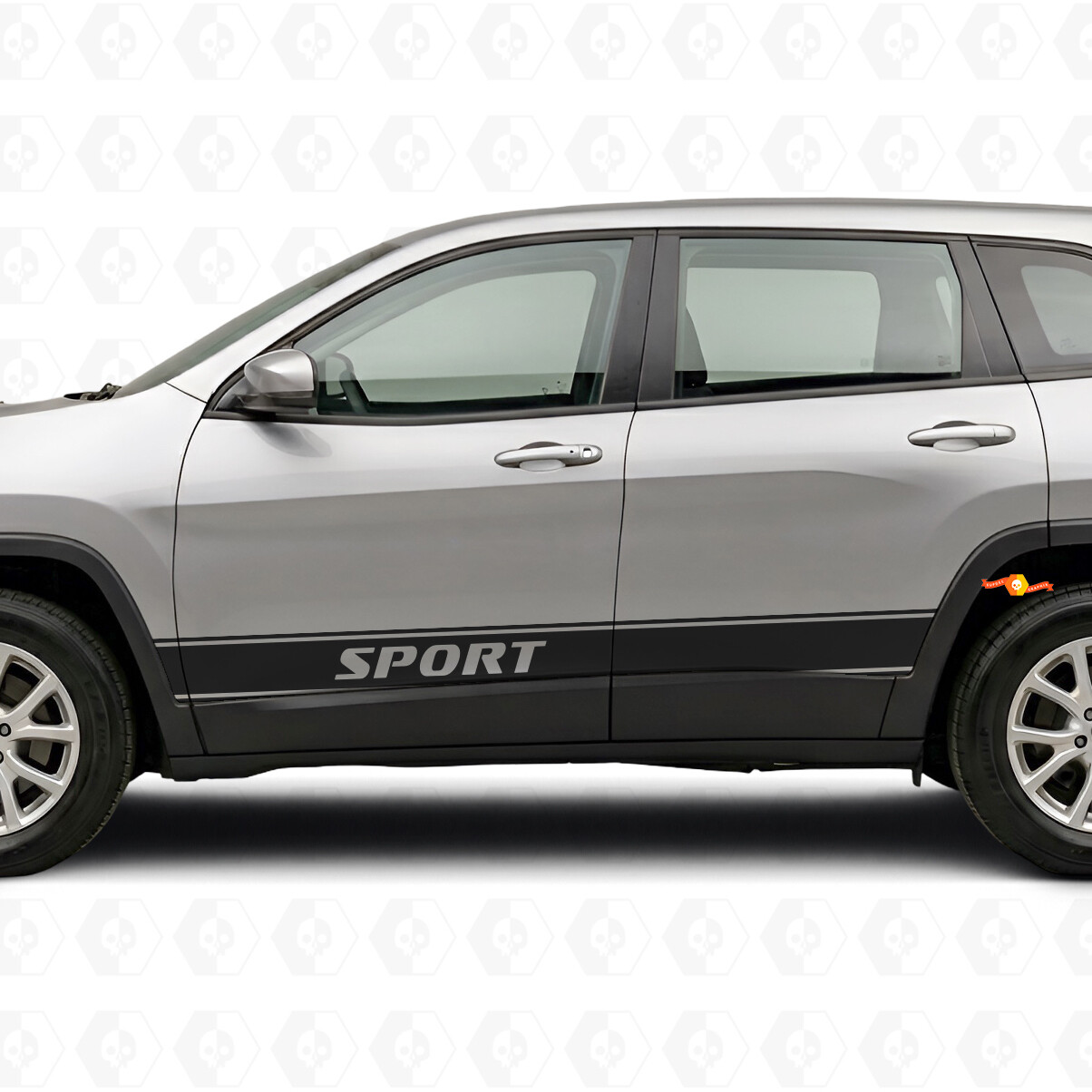 Sport Lettering Outline Stripes Side Vinyl Decal Sticker for Jeep Cherokee 2014-2023
