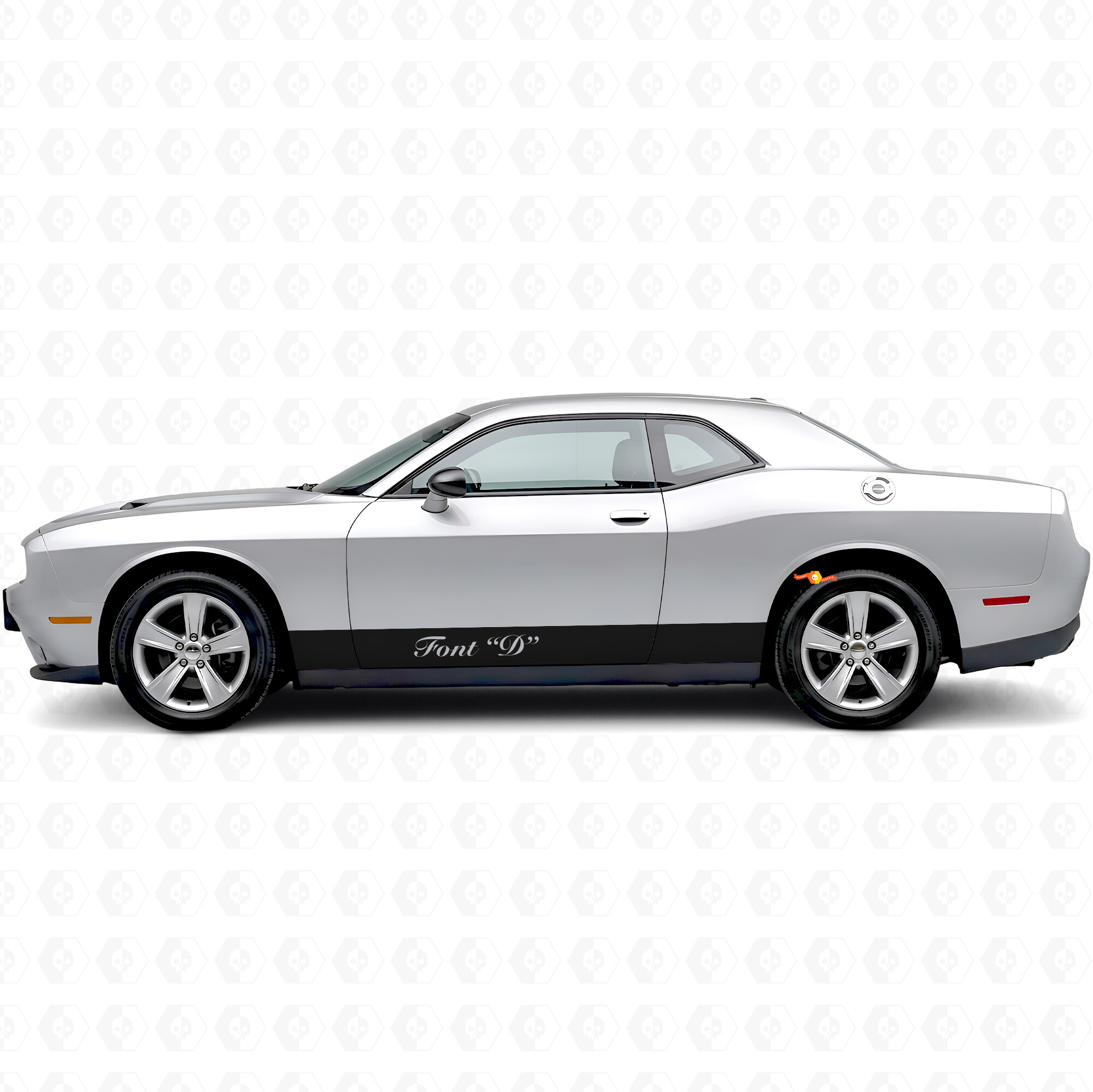 Straight Stripes & Custom Text Rocker Panel Vinyl Decal Sticker for Dodge Challenger