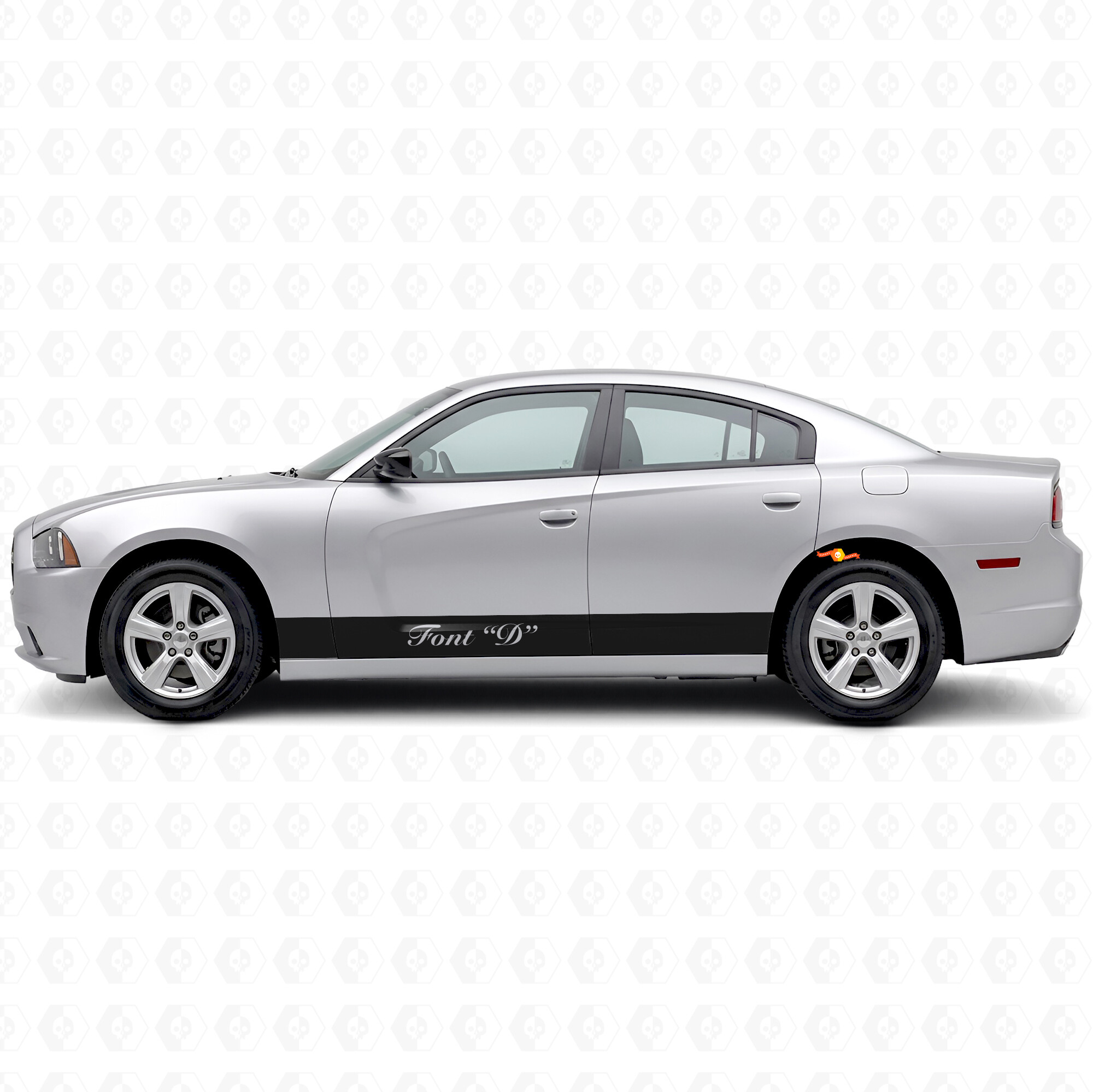 Straight Stripes & Custom Text Side Vinyl Decal Sticker for Dodge Charger 2011-2014