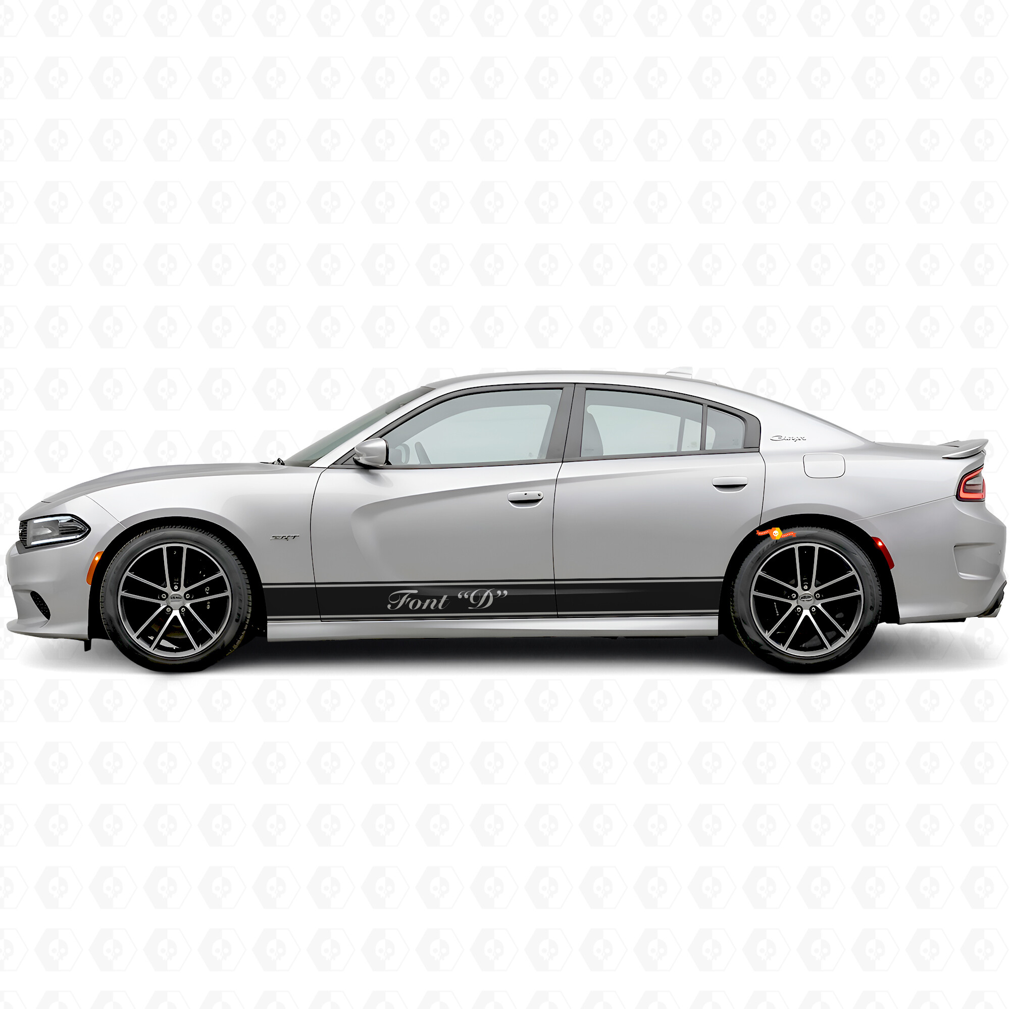 Outline Stripes & Custom Text Side Vinyl Decal Sticker for Dodge Charger 2015-2026