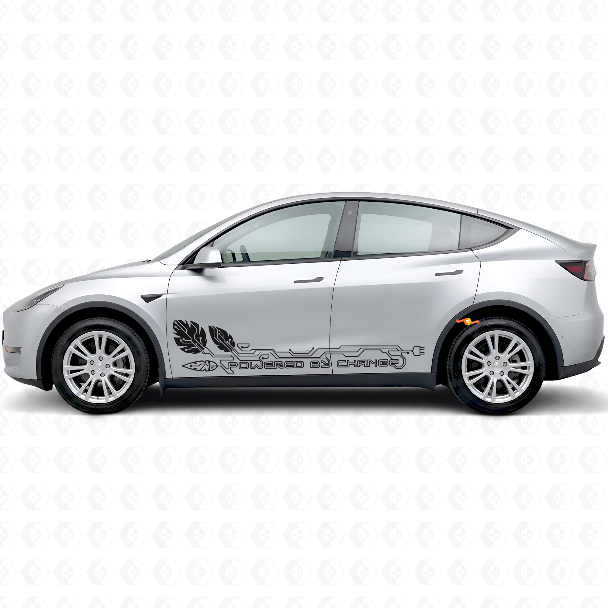 Powered by Change Side Door Vinyl Decal Sticker for Tesla Model Y
