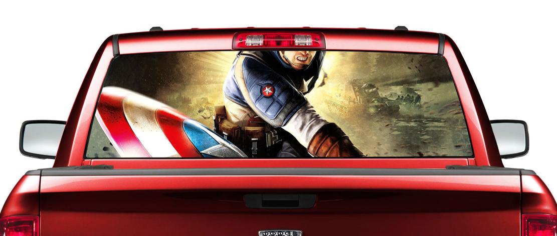 Captain America Rear Window Decal Sticker for Pick-up Trucks SUVs