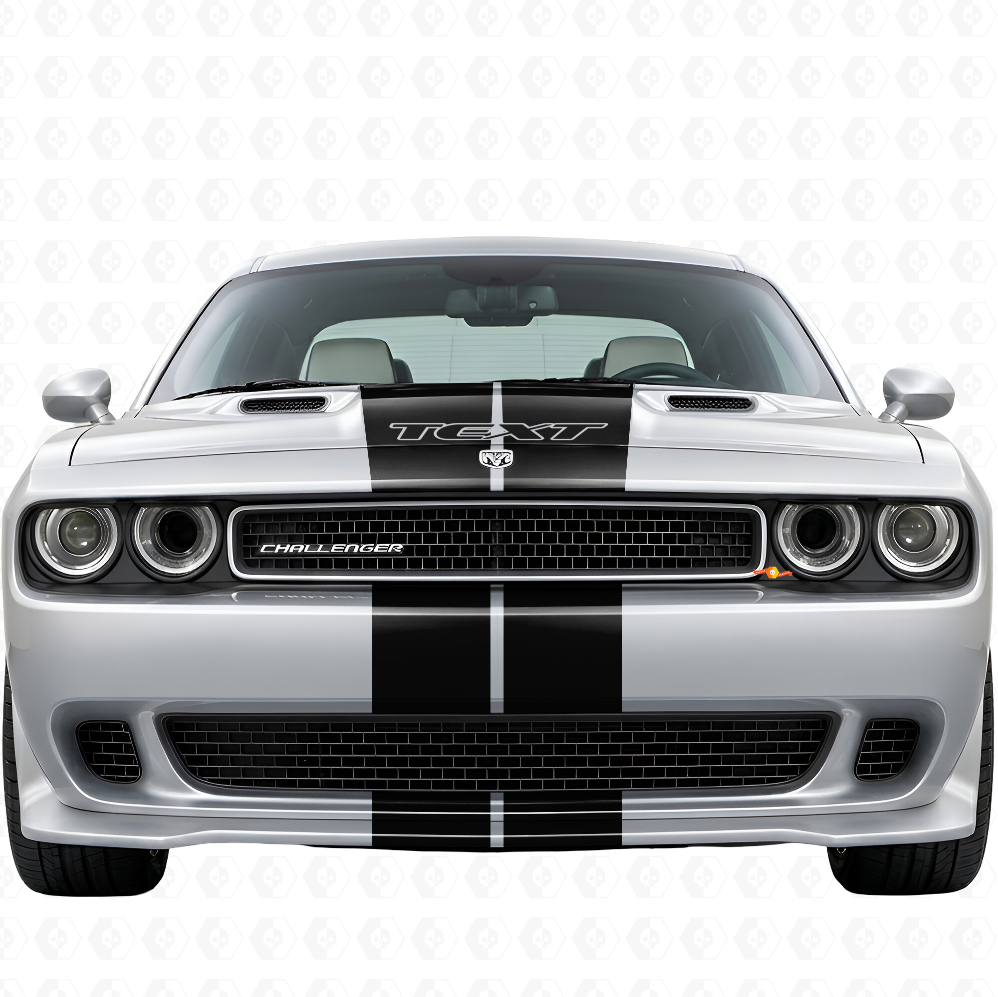Dual Stripes with Custom Text Full Kit Vinyl Decal Sticker for Dodge Challenger 2008-2014