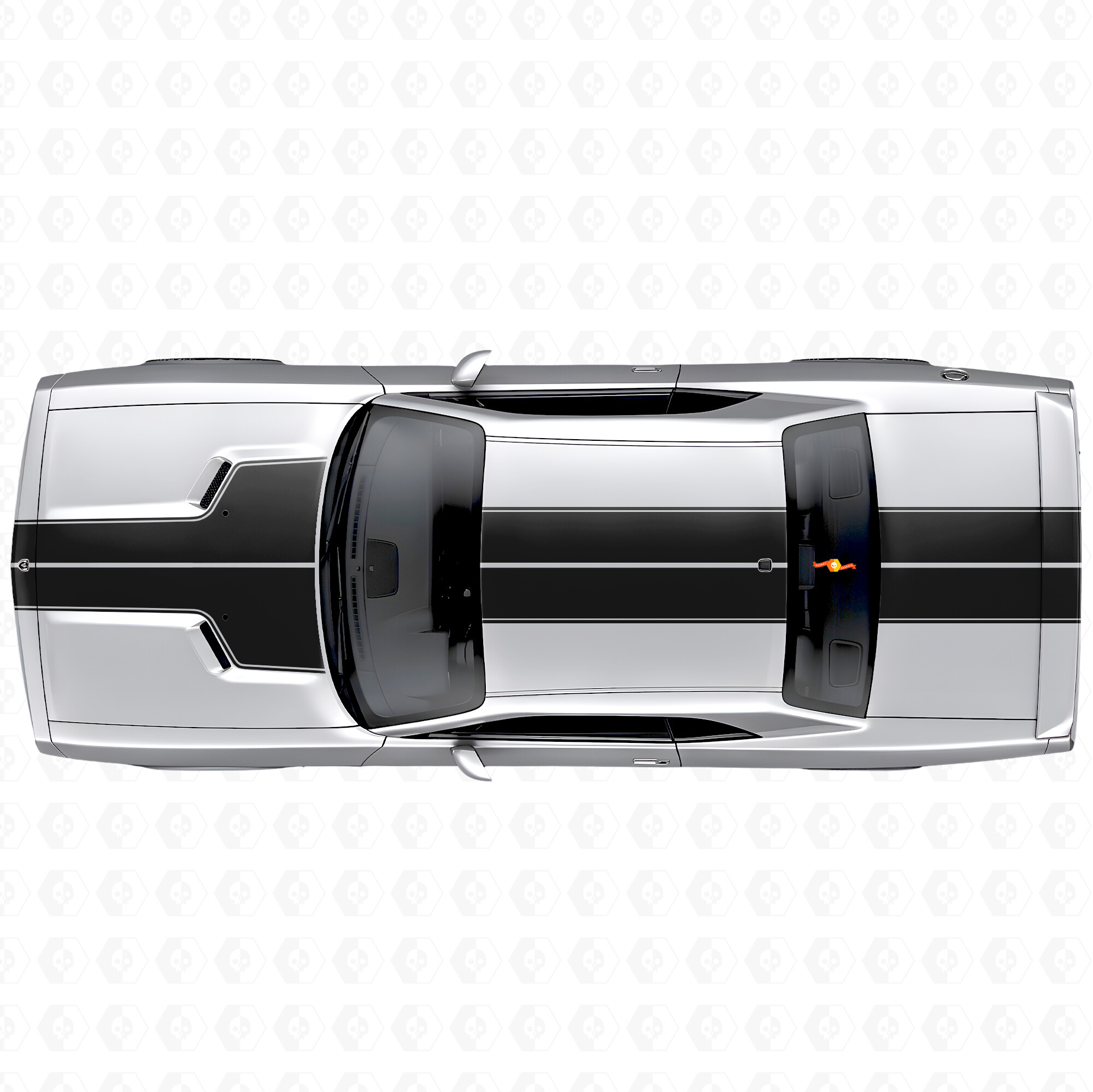 Dual Outline Stripes Hood Roof Trunk Vinyl Decal Sticker for Dodge Challenger 2008-2014