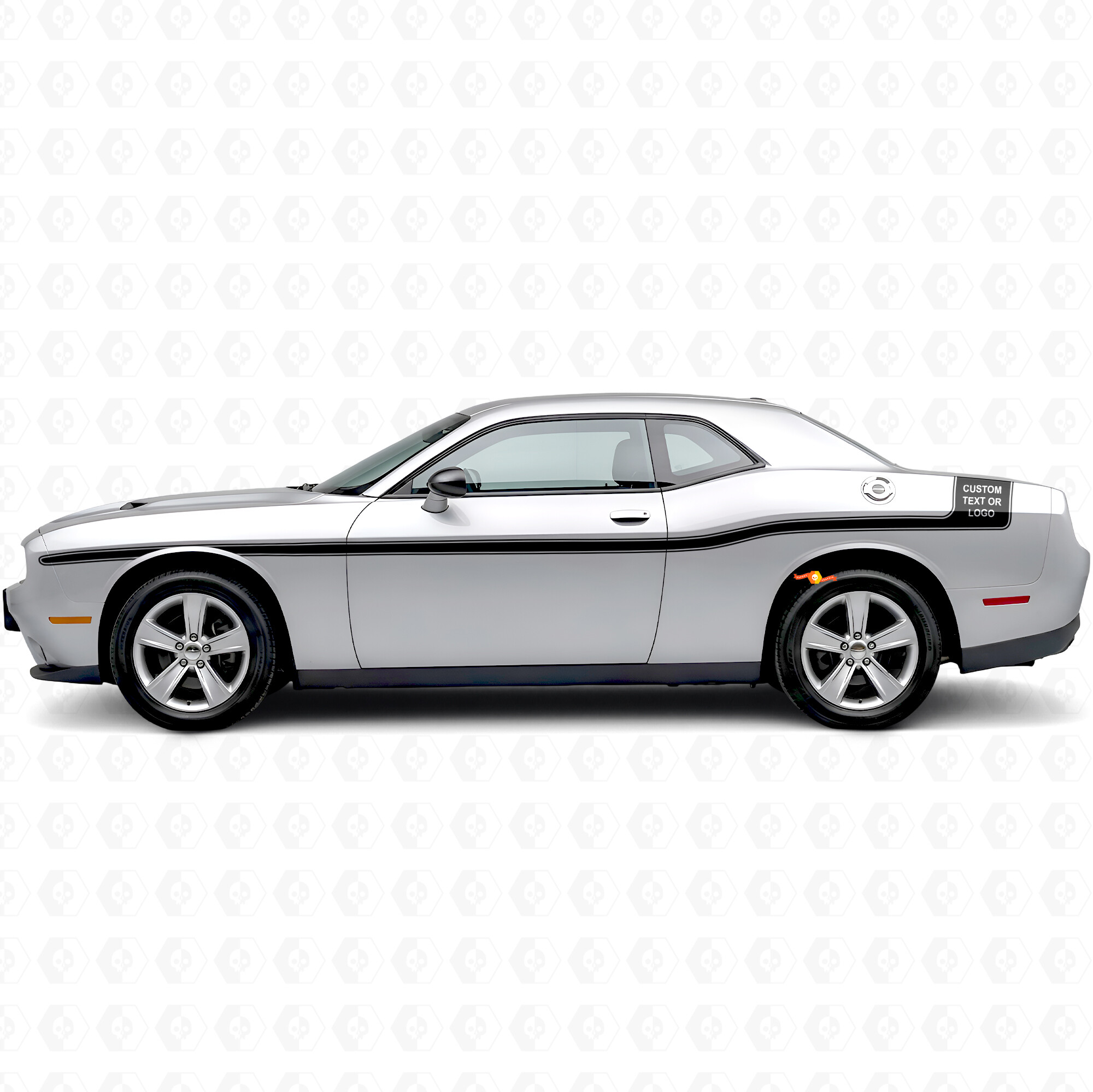 Outline Stripes with Custom Text Side Vinyl Decal Sticker for Dodge Challenger