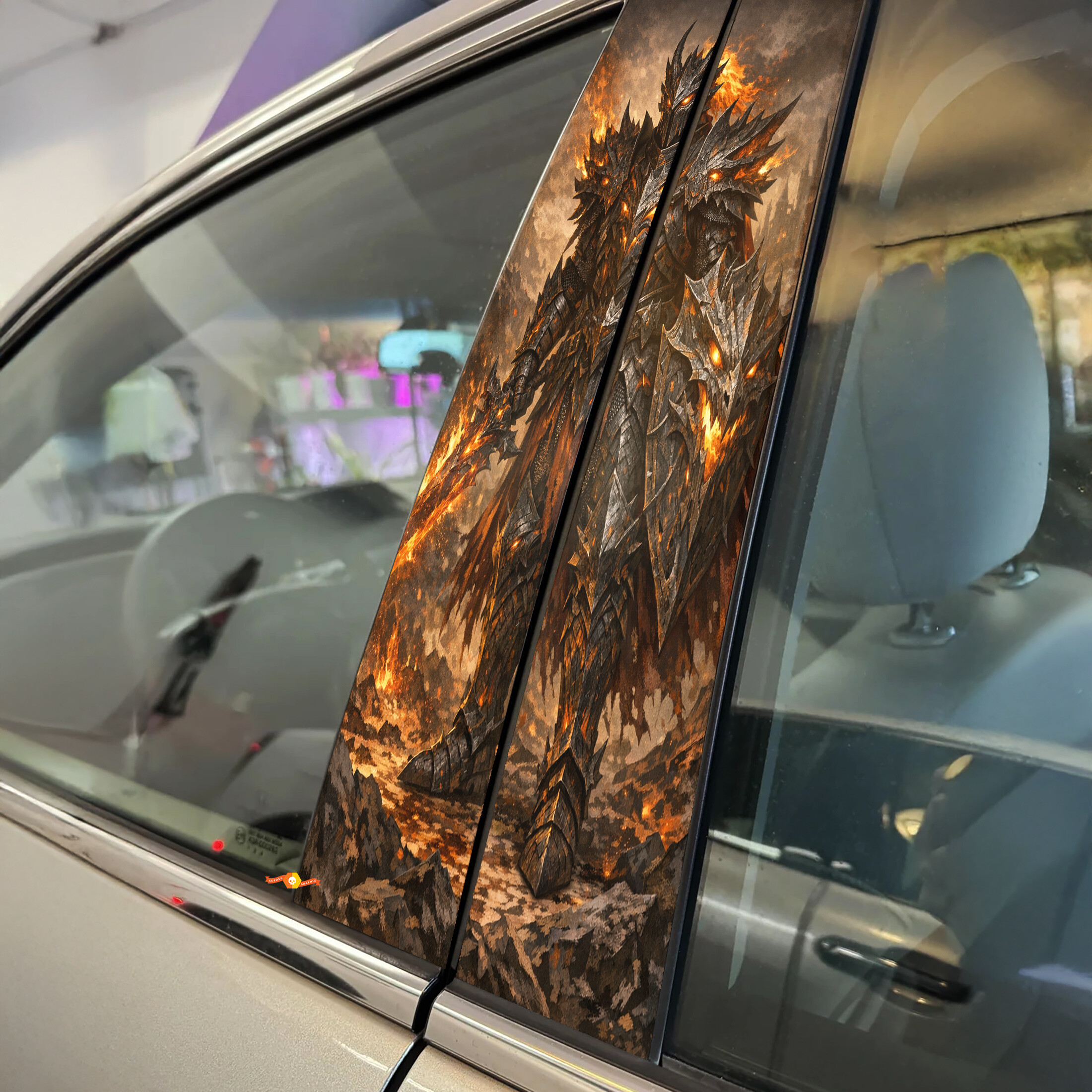 Warrior in Dragon Armor Door Pillar Vinyl Decal Sticker