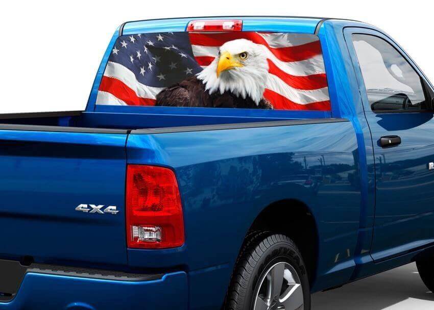 American Eagle Flag Rear Window Vinyl Decal for Pickup Trucks and SUVs