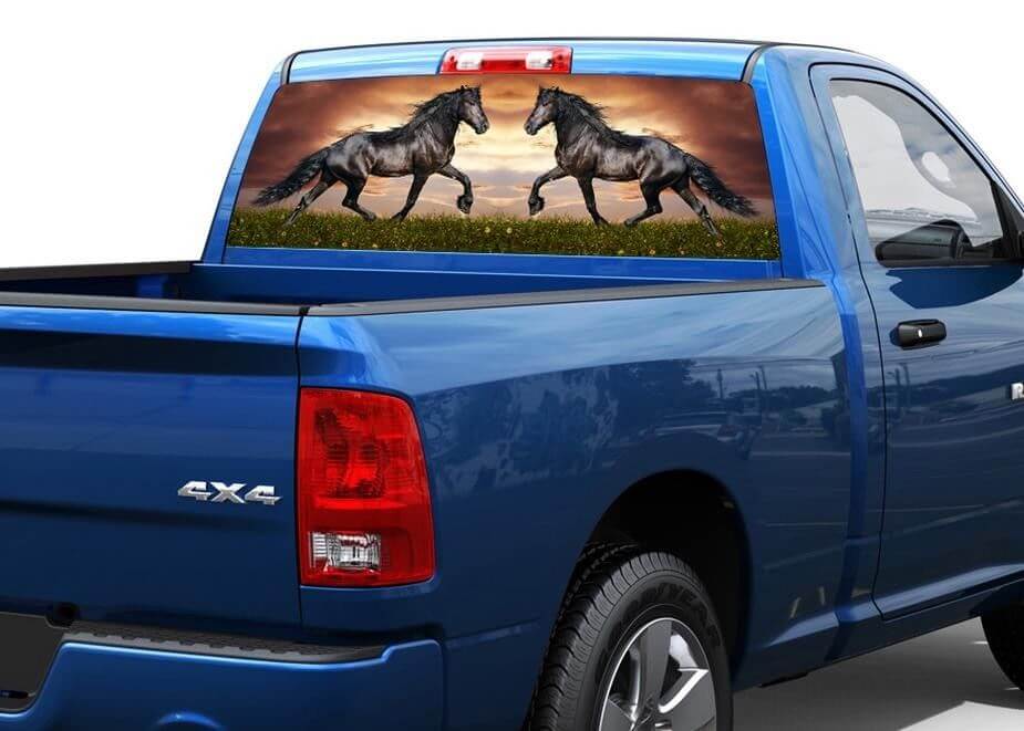 Black Horses Rear Window Decal Sticker Pick-up Truck SUV Car