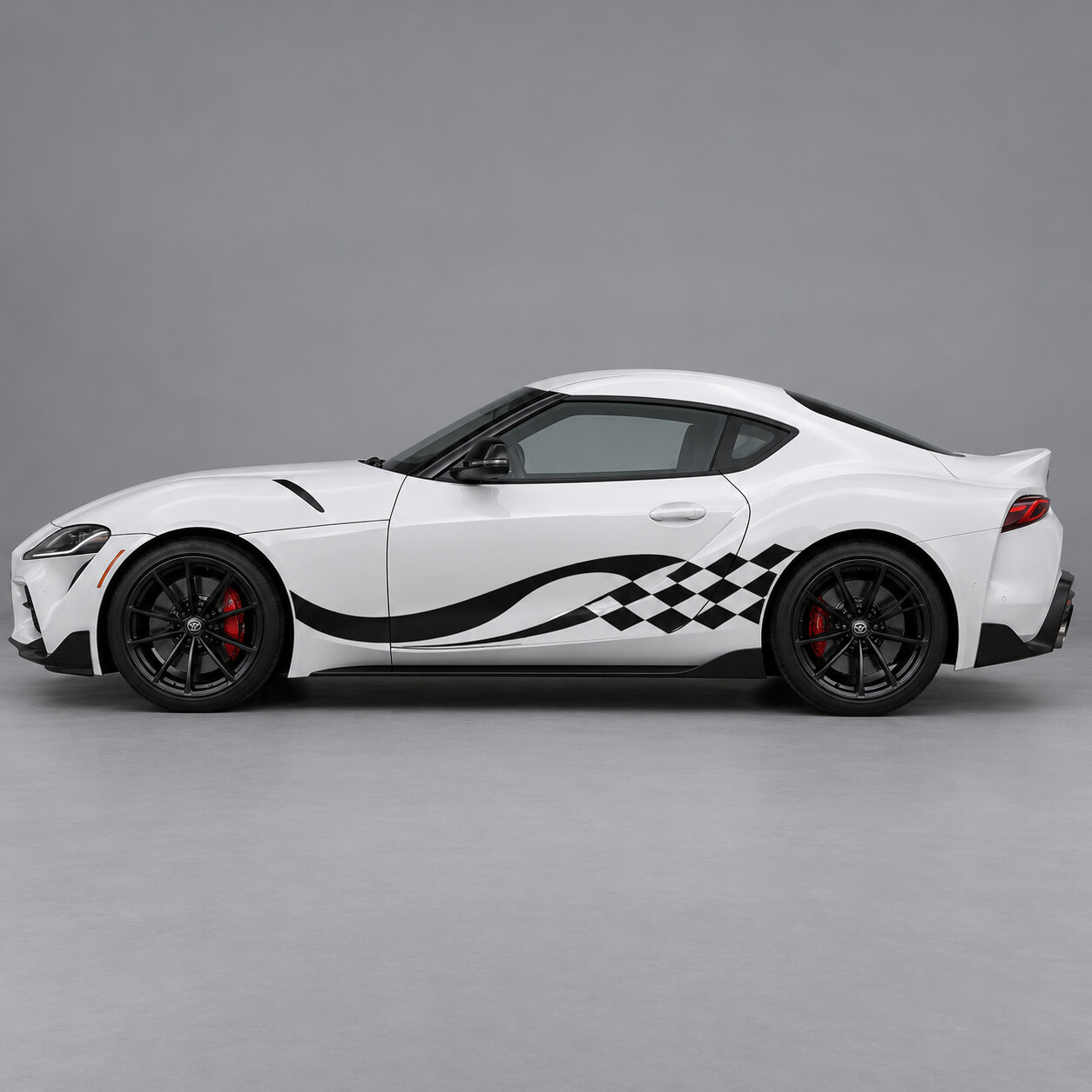 Checker Recoil Stripes Side Vinyl Decal Sticker for Toyota GR Supra 3.0 Premium A90 2020–2026