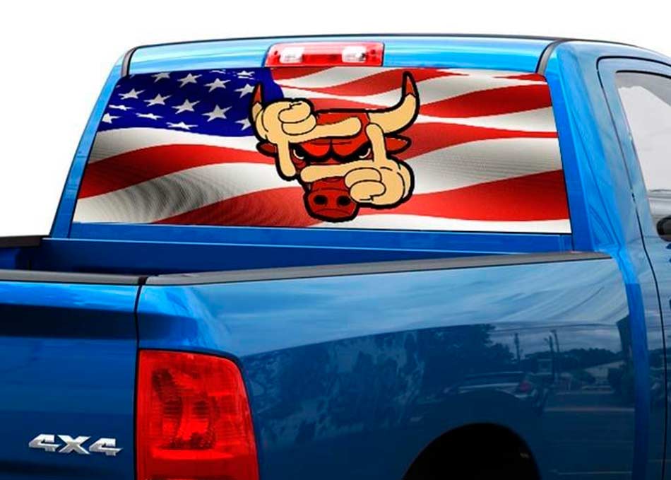 Chicago Bulls basketball team Rear Window Decal Sticker Pick-up Truck SUV Car 2