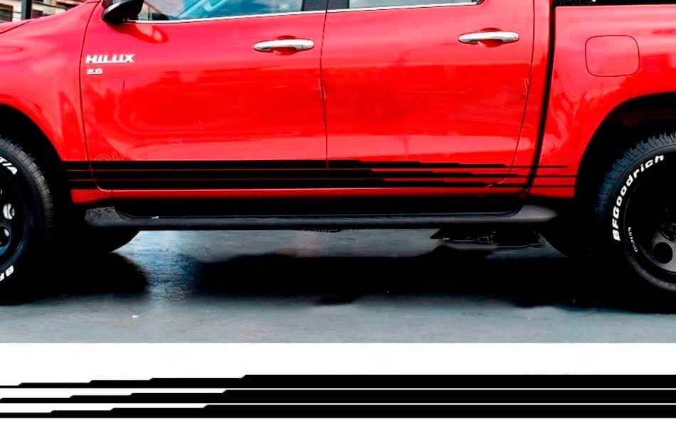 Triple Tapering Side Stripes Vinyl Decal Kit for Toyota Hilux