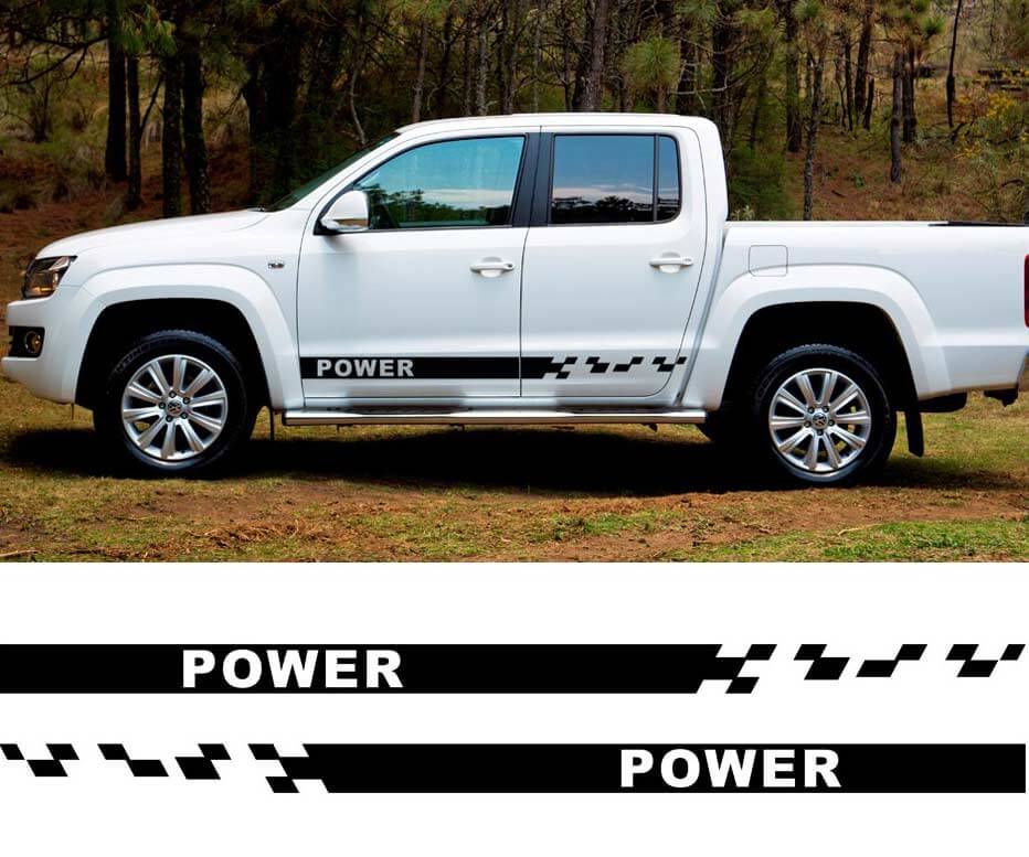 2 PC power 4x4 side stripe graphic Vinyl sticker for VW AMAROK 2010 decal
