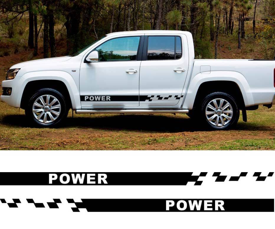 Power Checkered Side Stripes Vinyl Decal Set for VW Amarok 2010