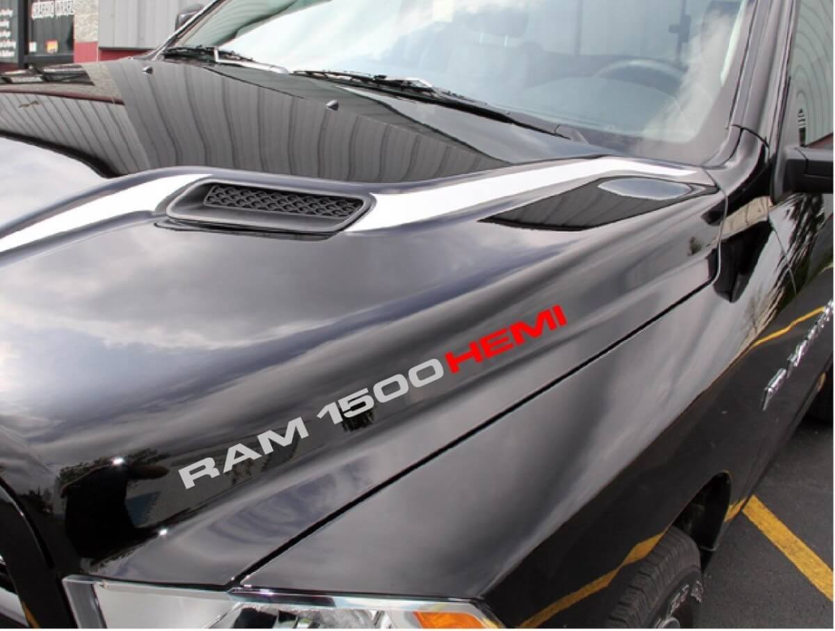 Hemi Style Lettering Hood Vinyl Decals Kit for Dodge Ram 1500