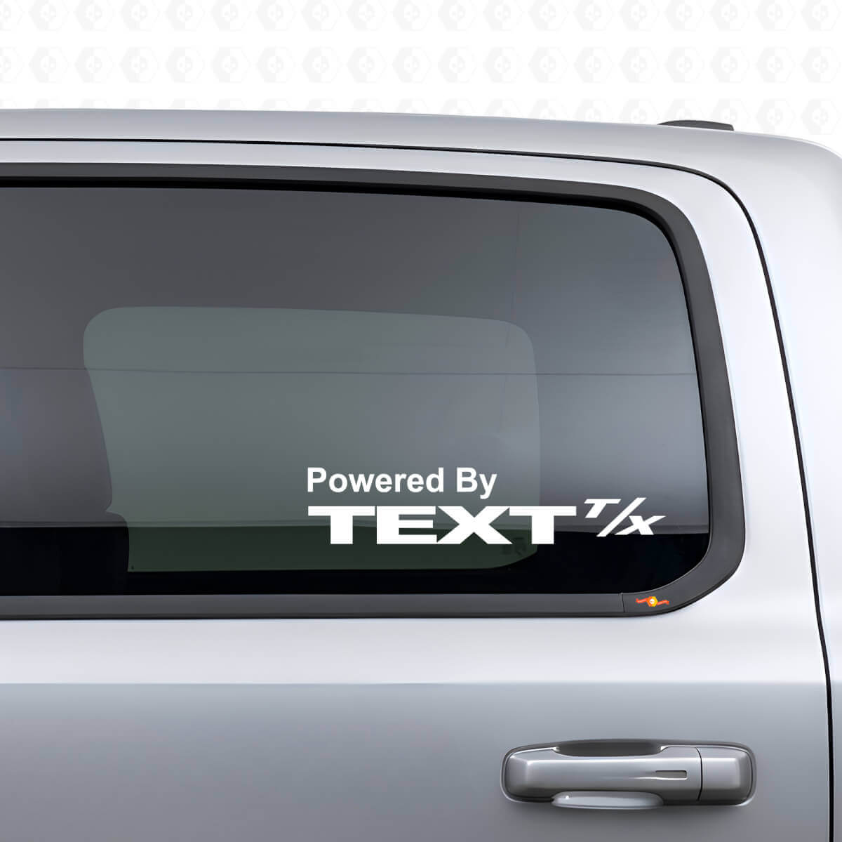 Powered By with Custom Text Side Window Vinyl Decal Pair for Dodge Ram