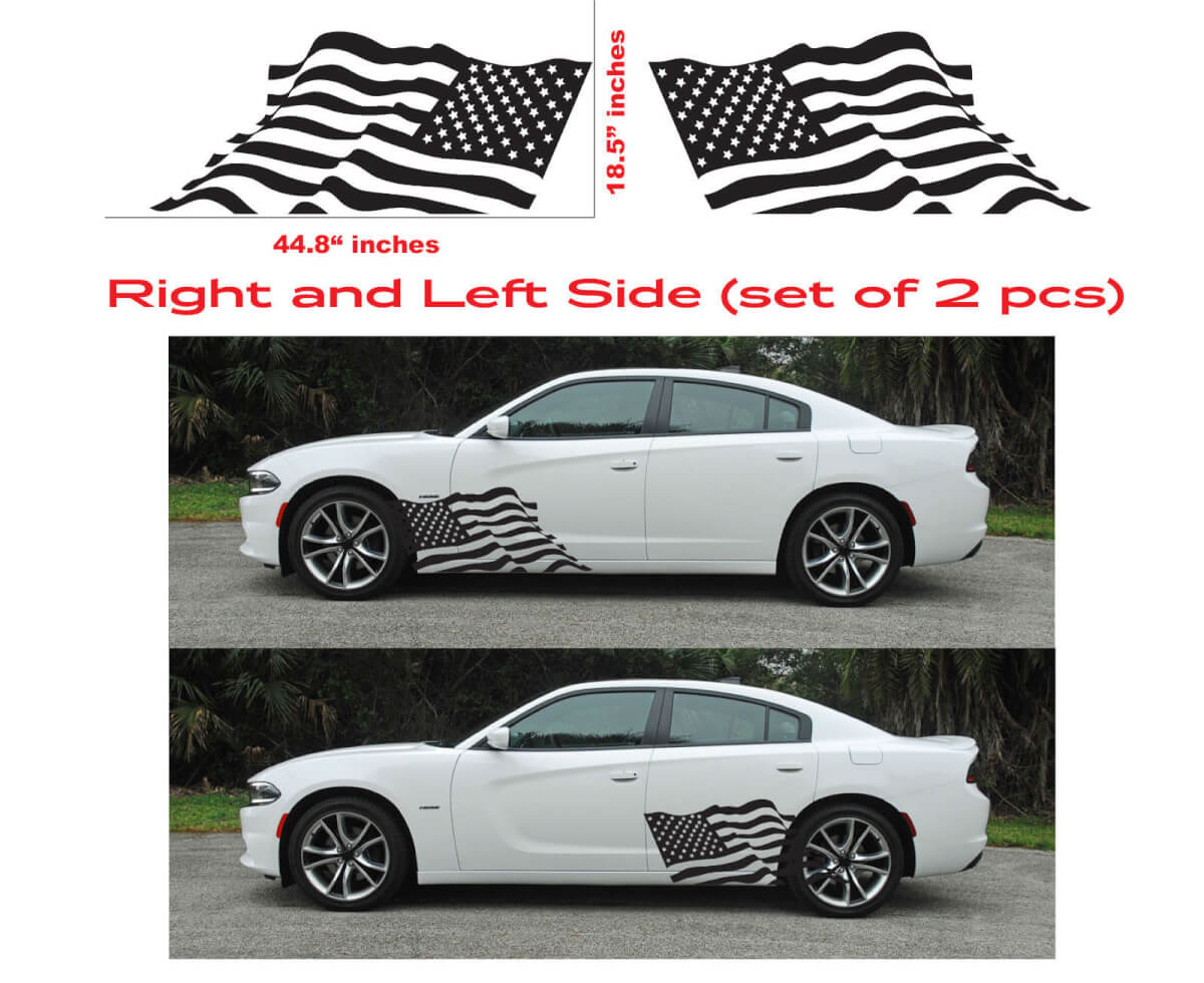American Flag Side Door Vinyl Decal Set for Dodge Charger