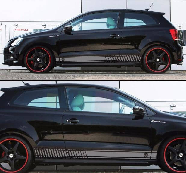 Decal Sticker Racing Stripes Kit For Volkswagen VW Polo R Fender Bumper Panel gt