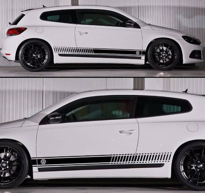 Racing Stripes with VW Logo Side Vinyl Decal Sticker for Volkswagen Scirocco