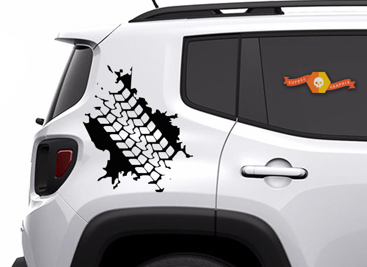 JEEP RENEGADE vinyl decals Tire tread mud splatter Rear Side decals stickers