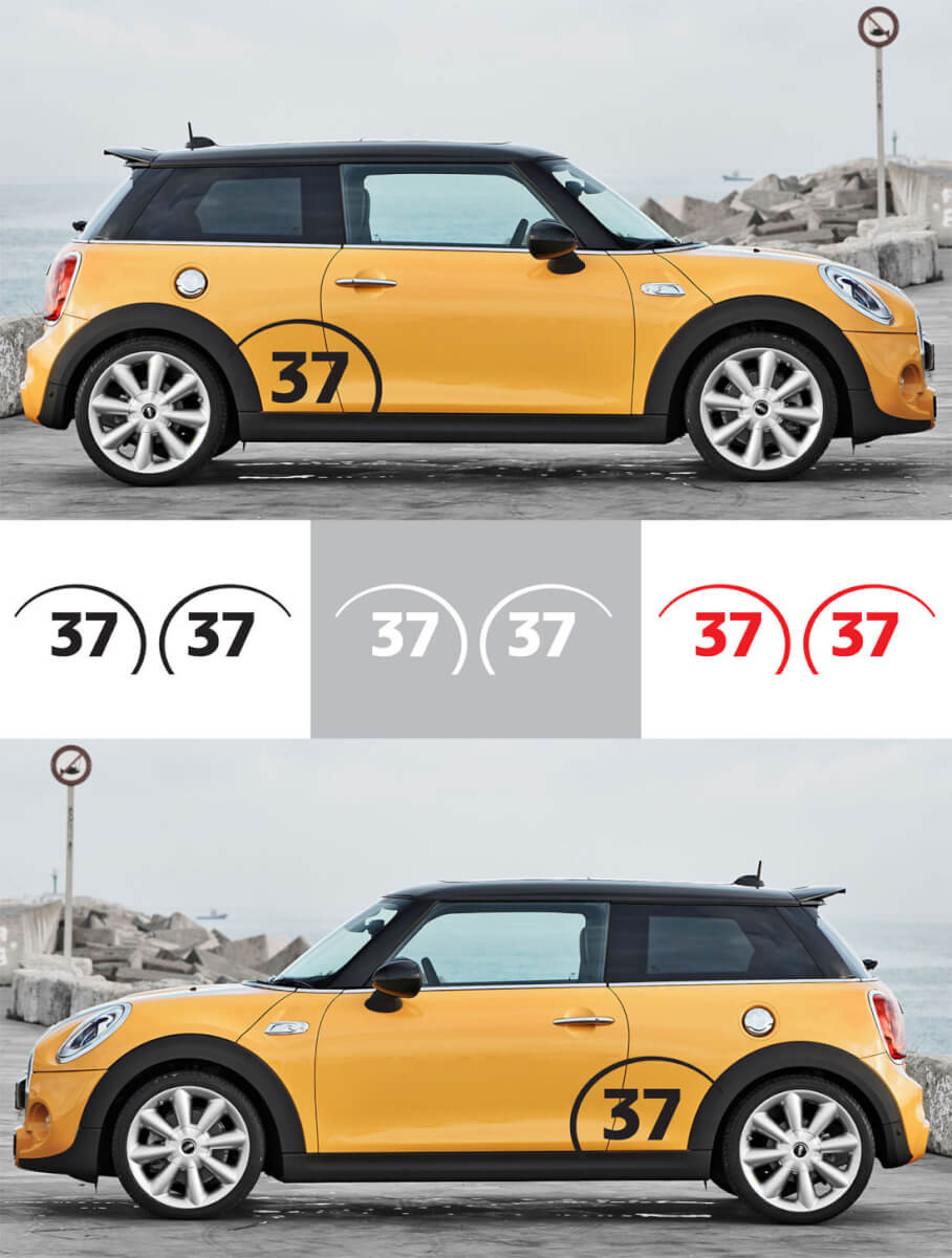 Custom Racing Number Fender Vinyl Decal Pair for Mini Cooper