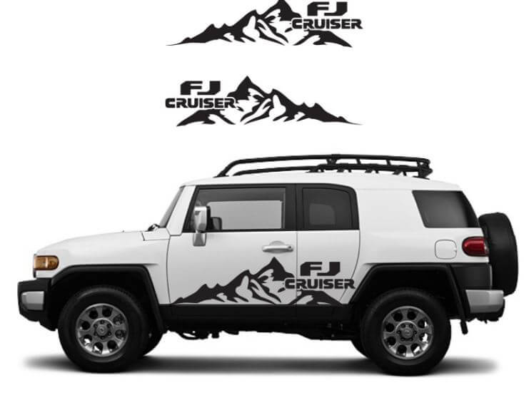 Huge Mountain Door Vinyl Decal Set for Toyota FJ Cruiser