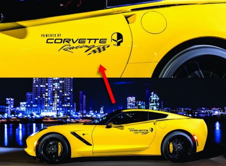 Corvette Racing Style Door Logo Vinyl Decal Pair for Chevrolet Corvette