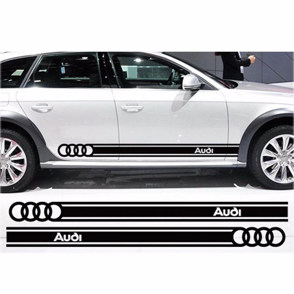 Branded Side Stripes Vinyl Decal Set for Audi Cars