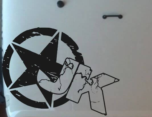 Distressed Star Hood Banner Vinyl Decal for Jeep Wrangler JK