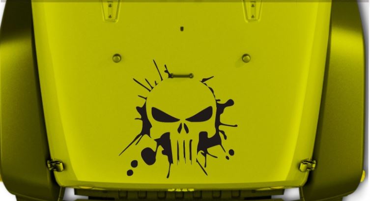 Jeep Wrangler Splash Punisher vinyl hood Sticker Decal JK JKU LJ TJ 23 X 23
