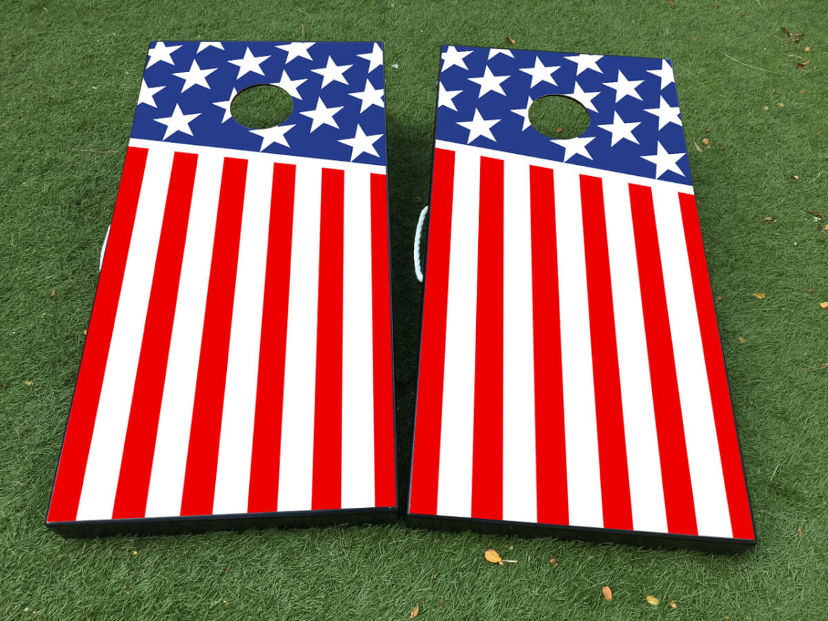 American Flag Cornhole Board Vinyl Wrap Decal Set 