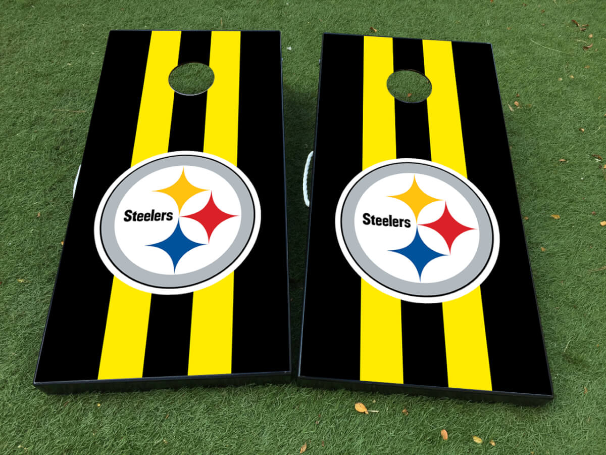 Pittsburgh Steelers Cornhole Board Vinyl Wrap Decal Set with Matte Lamination