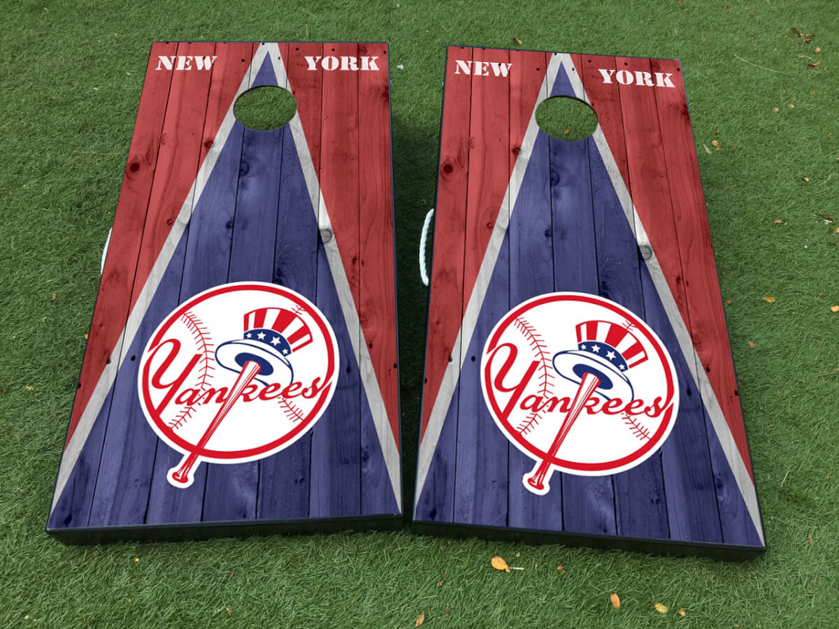 New York Yankees Style Cornhole Board Vinyl Wrap Decal Set 