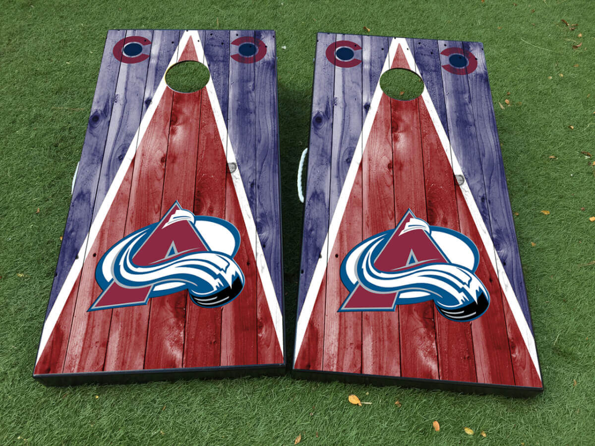 Colorado Avalanche Style Cornhole Board Vinyl Wrap Decal Set