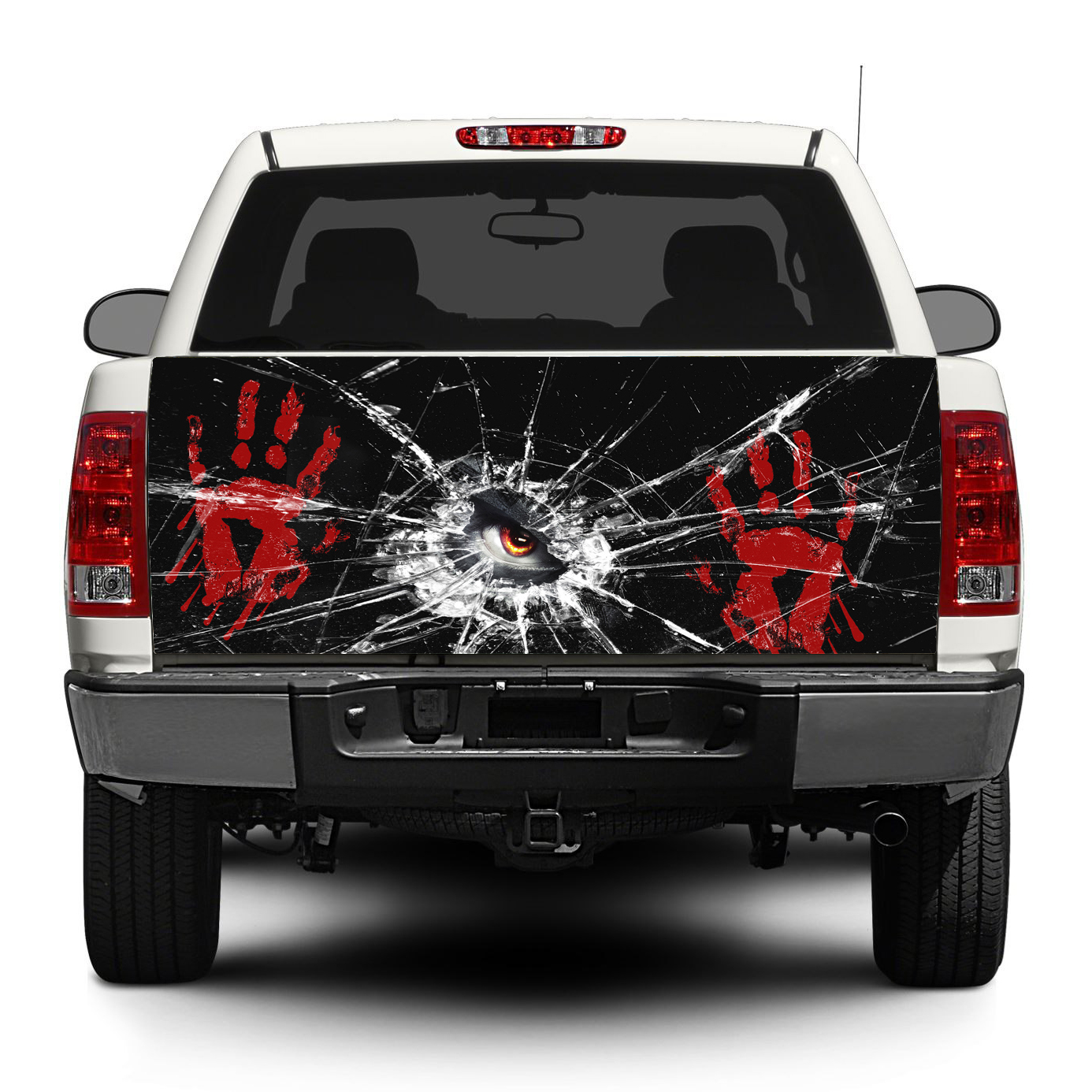 Blood Hands & Broken Glass Tailgate Vinyl Decal for Wrap Pick-up Trucks SUVs