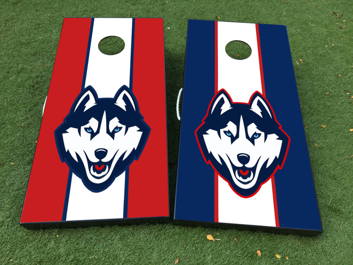Connecticut Huskies Basketball Cornhole Board Wrap Decal Set