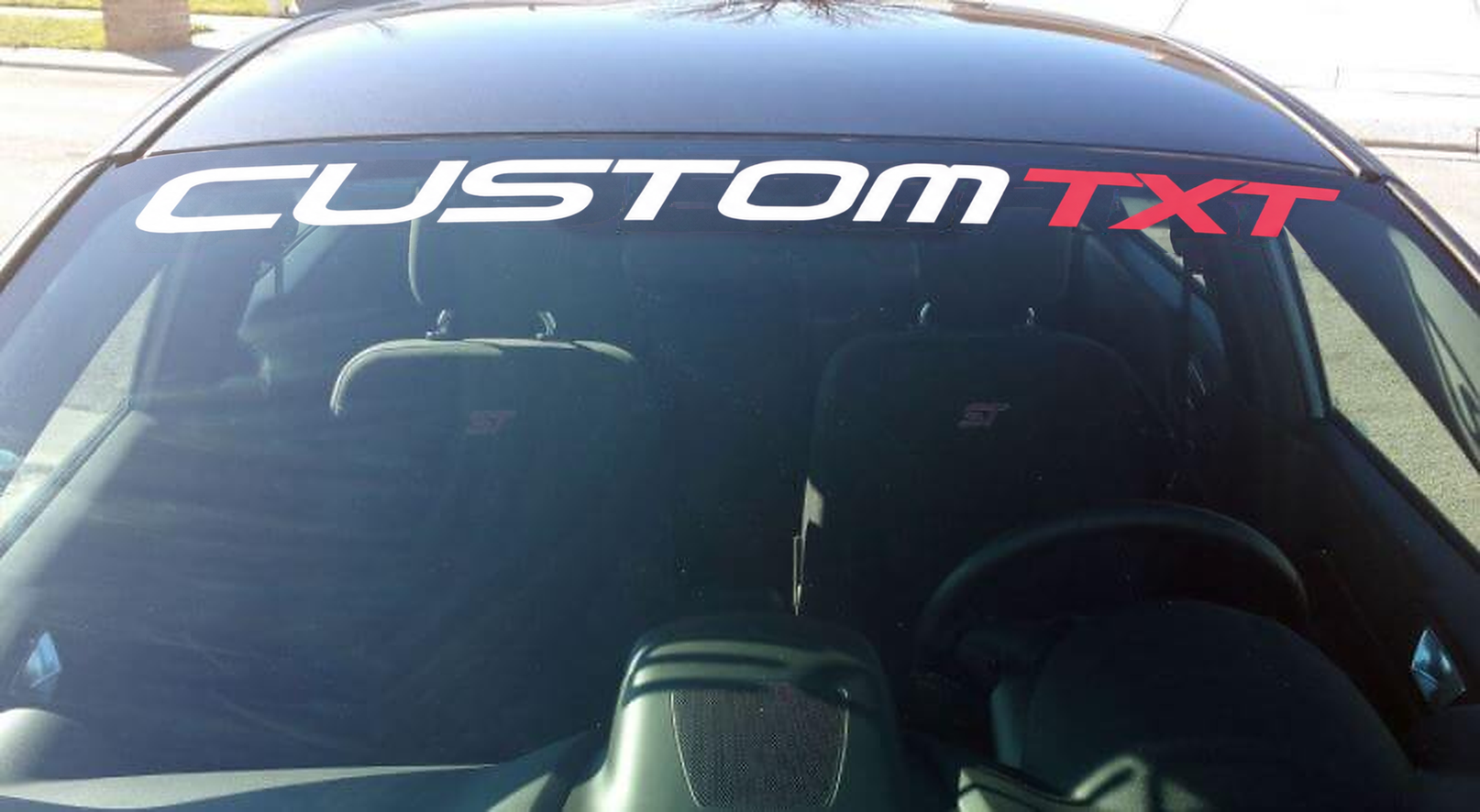 CUSTOM TXT Two Color Windshield Vinyl Banner Decal for Musclecar Focus ST Fiesta ST