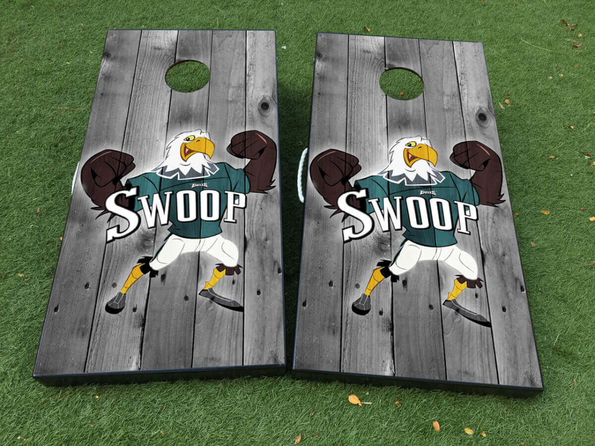 Philadelphia Eagles Swoop Football Cornhole Board Vinyl Wrap Decal Set
