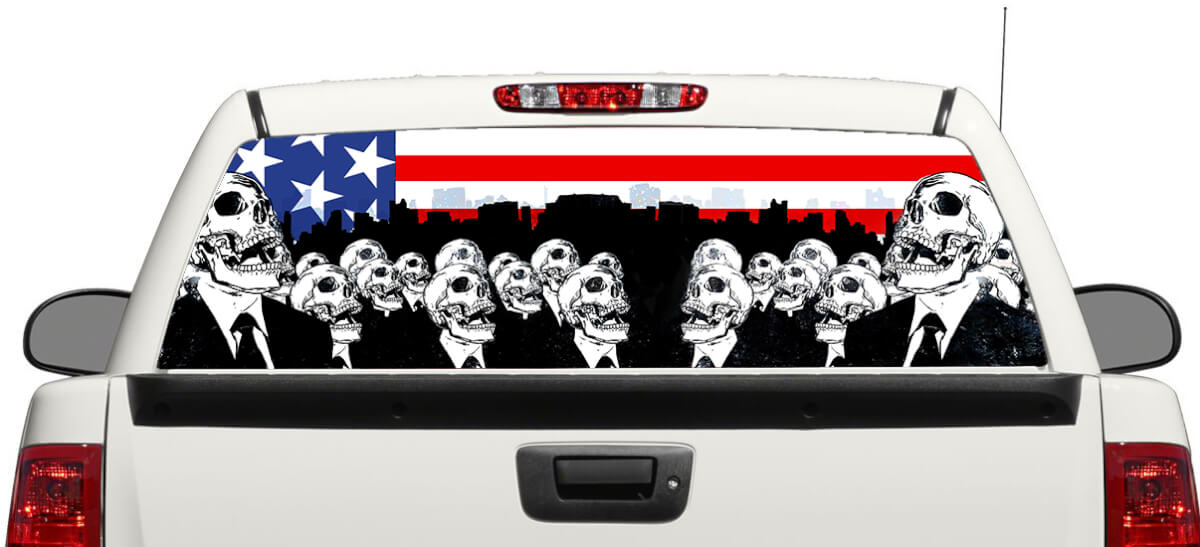 American Flag Zombies Death Rear Window Decal Sticker Pick-up Truck SUV Car 3